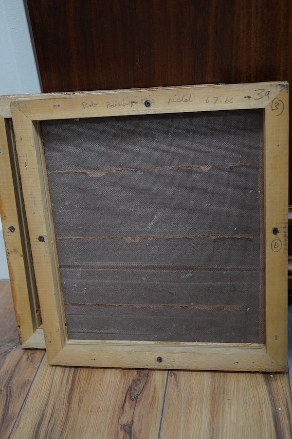 Scottish School (late 20th century), three oils on canvas board, each depicting Rob Roy, inscribed in pencil verso with titles and dated 1966, largest 31 x 28 cm. Condition - fair to good
